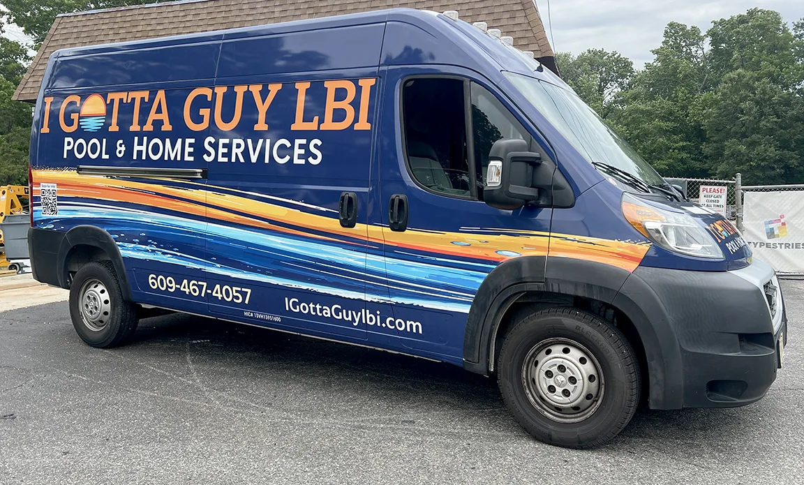 Cargo van graphics for pool and home services by Typestries Sign & Digital in New Jersey